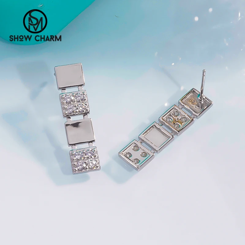 

Full Moissanite Square Drop Earrings S925 Sterling Silver Platinum Plated luxury Fine Jewelry Earrings for Women Cool Party Gift