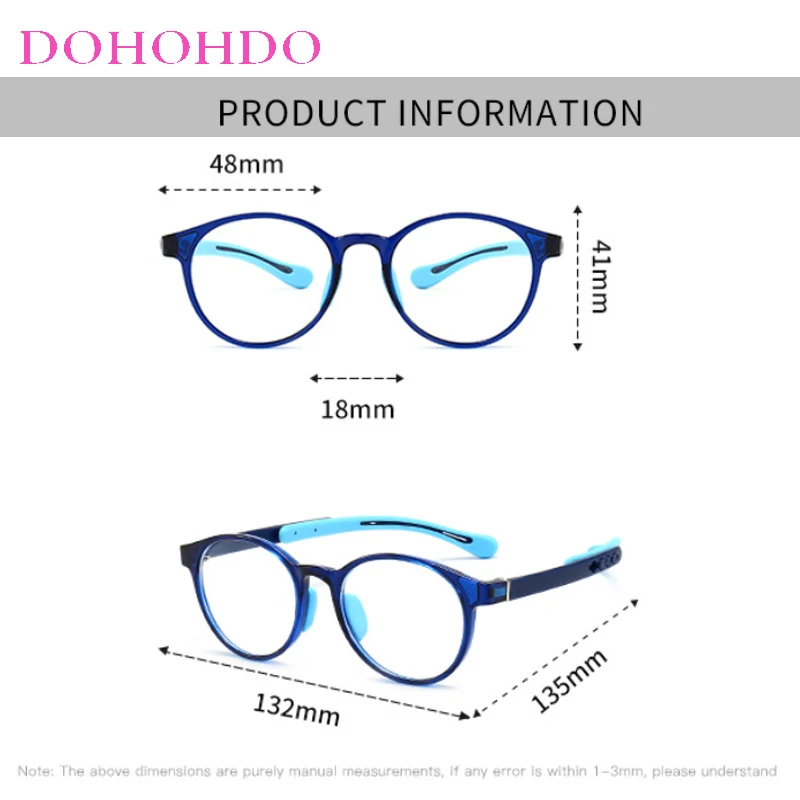 Anti Blue Light Glasses Without Graduation For Kids Girl TR90 Round Optical Medical Glasses Frames Children Computer Eyeglasses