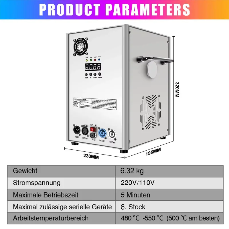 700W Wireless DMX Control Fountain Cold Spark Machine for Wedding Stage Events
