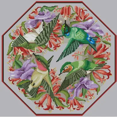 Chinese Cross-Stitch Kits for Embroidery Needlework, Hummingbirds and Flowers, DIY Sets, 106-14, 46-46, 16CT, 14CT, 18CT