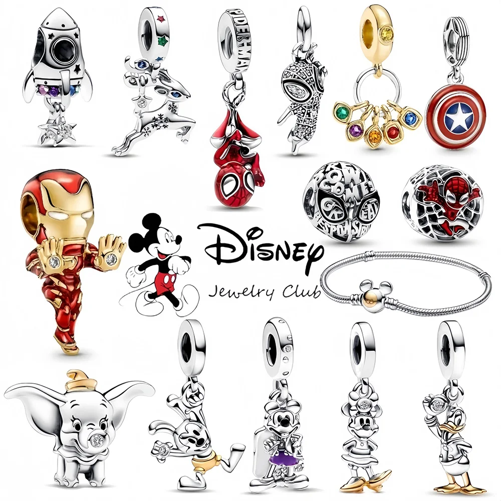 Disney 925 Silver Plated DIY Beads Spider Man Wonder Woman Fashion Trending Accessories Fit Pandora Original Bracelets Necklace