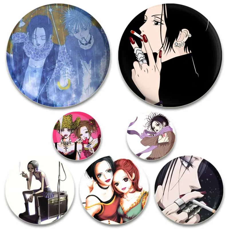 Nana Osaki Ai Yazawa Spille smaltate Spilla anime carina per zaino Lega rotonda Distintivo cartone animato Spille Manga Personaggio Gioielli Regali