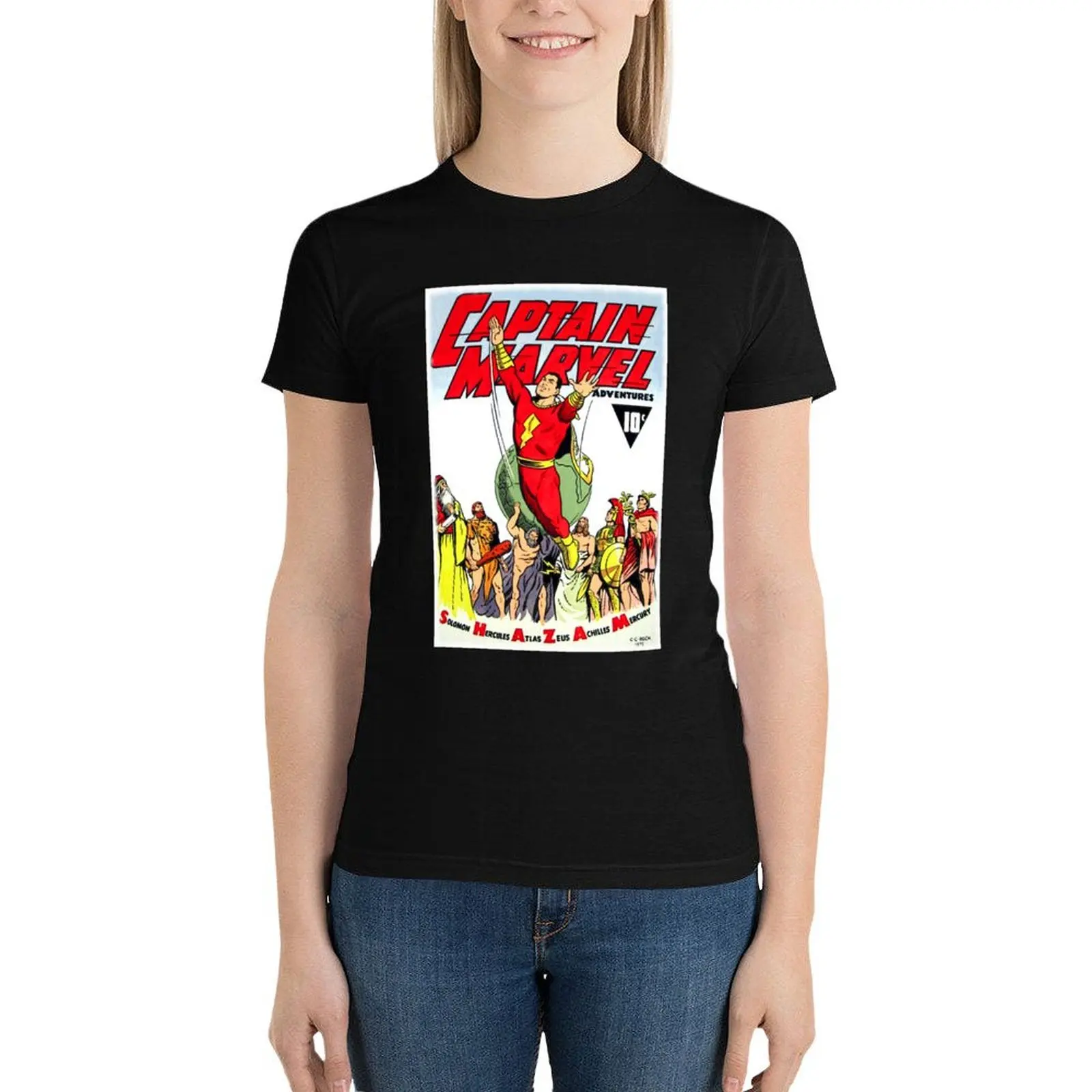 

RETRO GOLDEN-AGE COMIC BOOK HERO, MAGIC WORD T-Shirt female graphics black t-shirts for Women