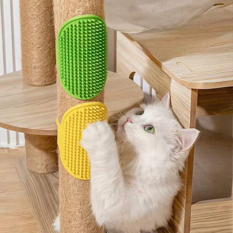 Cat Corner Brush Silicone Wall Corner Adjustable Scratching Rubbing Brush kitten Grooming Self Cleaning for Dogs Kittens Puppies