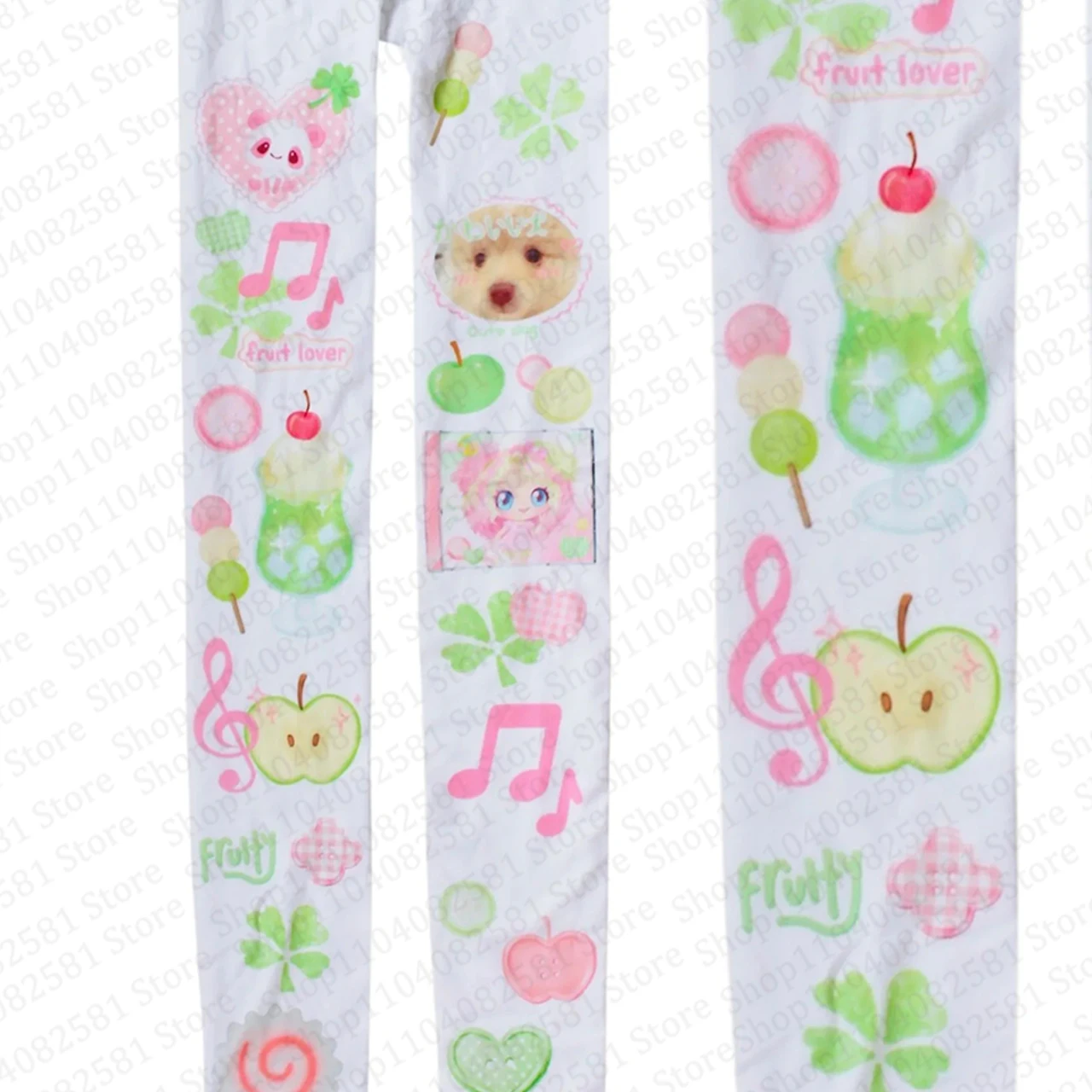 Y2K socks cute niche cartoon print women's jumpsuit Japanese sweetheart Kawaii slim fit Lolita thigh high socks 2000s Emo Gilrs