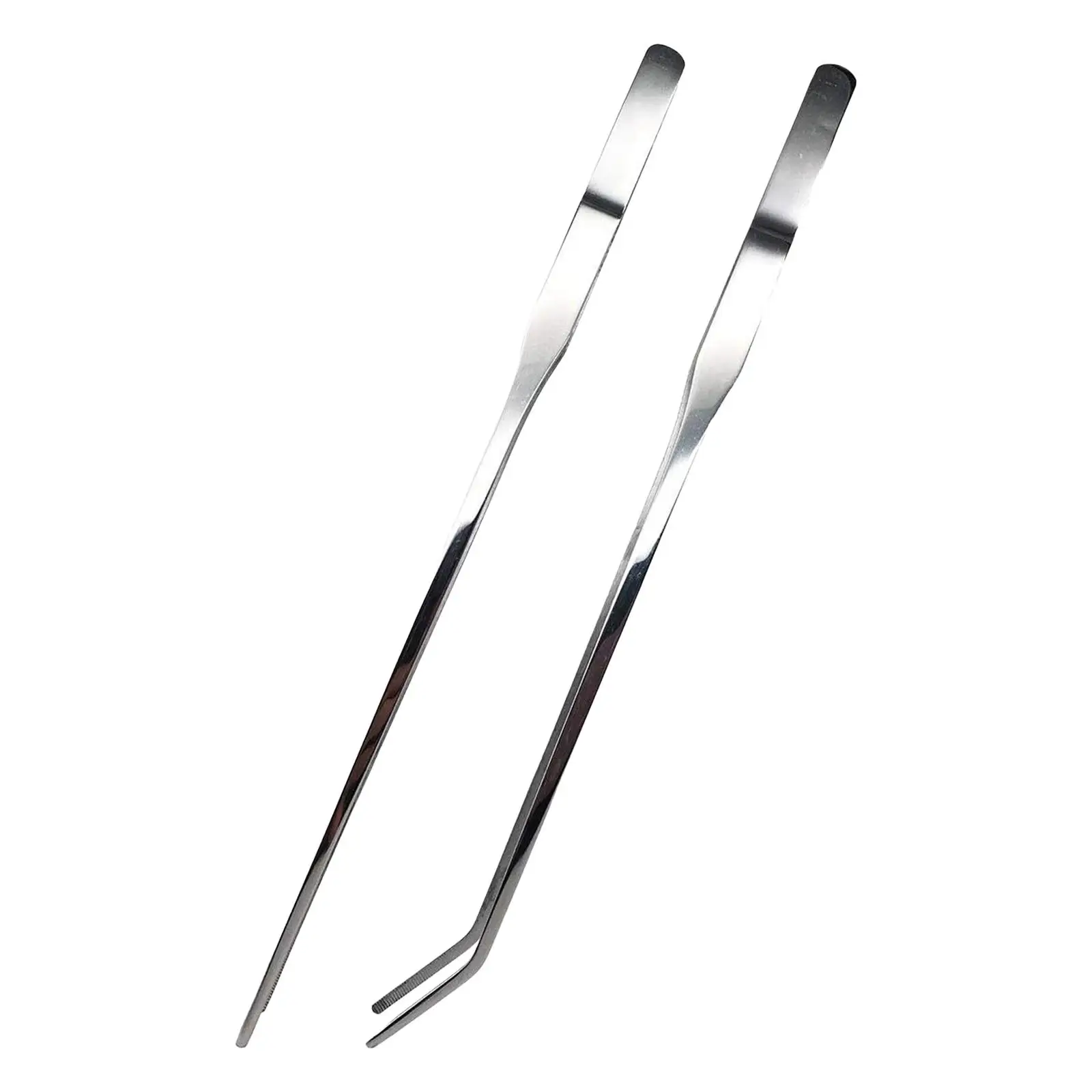 2x Aquarium Tweezers Straight and Curved Tweezers Set 27cm 10.6inch Aquascaping Tweezers for Bearded Dragon Fish Tank