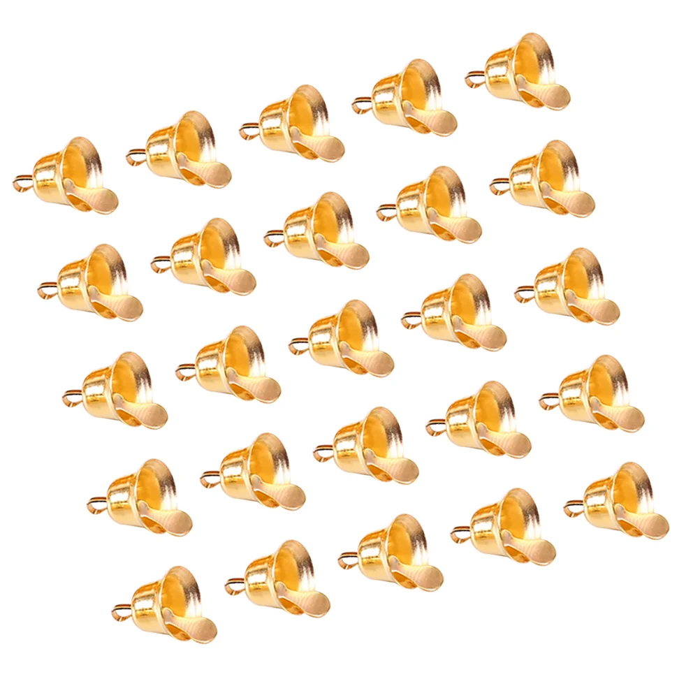 100Pcs Golden Bell Mini Bell nament Christmas Hanging Metal Bell Craft Bells Xmas Tree Pendant DIY Wind Chime Accessories Party