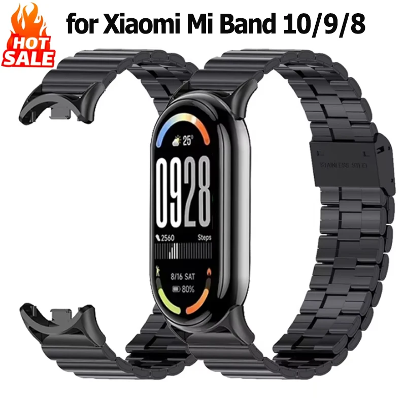 Stainless Steel Strap for Xiaomi Mi Band 10 9 8 Bracelet Replacement Pulseira for Xiaomi Smart Band 10 9 8 Metal Correa