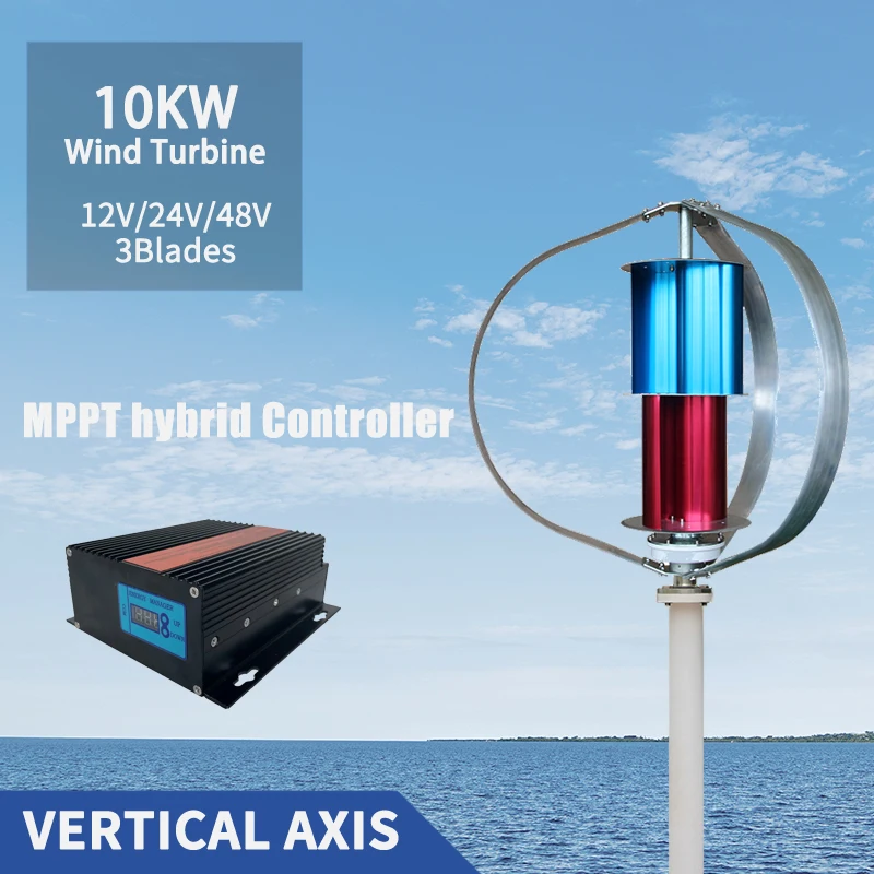 

Vertical Axis Maglev Wind Turbine Generator 10000w 12V 24v 48v 3 Blades Free Energy for Homeuse Windmills Low RPM