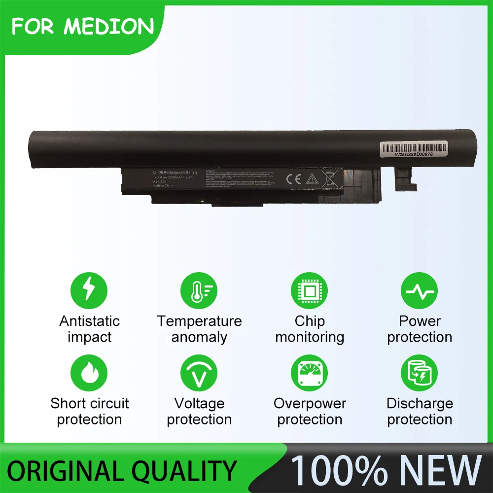 14.4V  2600mAh A41-B34 Laptop battery For Medion Akoya S4209/S4211/S4213/S4214/S4215/S4216/S4217/S4611/S4613 Series