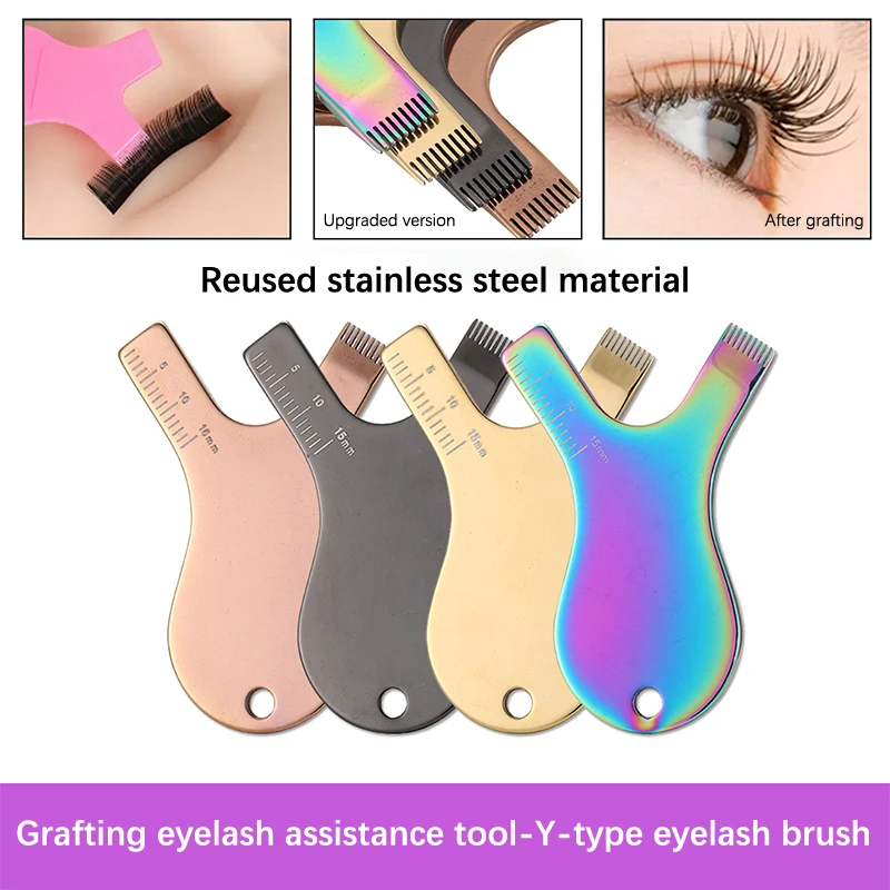 

Stainless Steel Y Shape Grafted Eyelashes Brushes Reuseable Eyelash Brush Clean Comb Lifting Curler Eye Lash Extension Perm Tool
