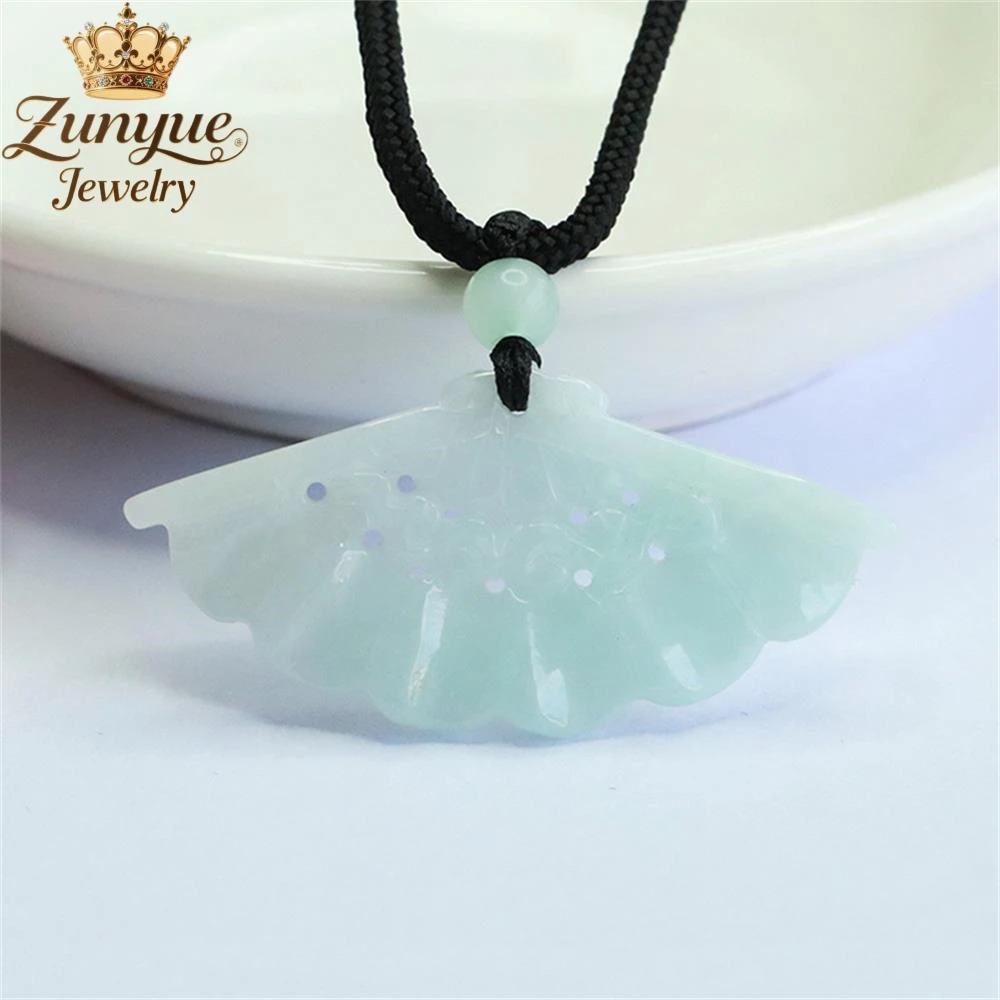 

Natural Burmese A-Grade Jadeite Fan Double-Sided Hollowed-Out Pendant Luxury Quality Fashion Jewelry Exquisite Elegant Charms