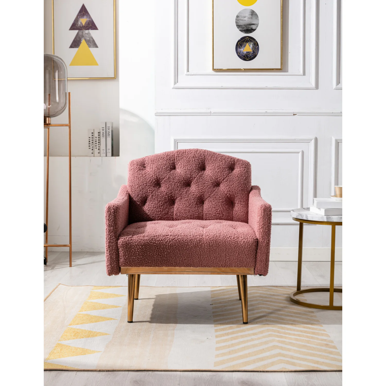 COOLMORE Accent Chair, Leisure Single Sofa with Rose Golden Feet - Stylish and Comfortable Seating Option