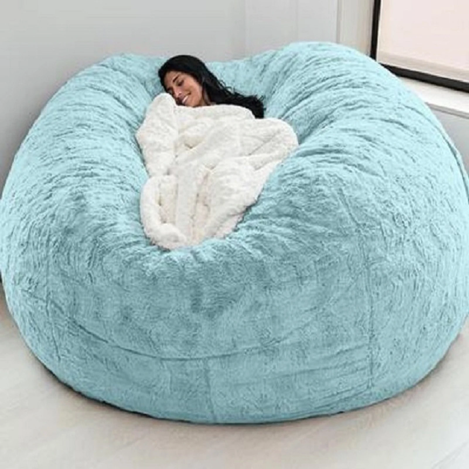 Não Stuffed Grey Bean Bag Chair, Giant Beanbag Pouf, Sofá-cama, Puff Futon, Assento, Tatami Relax, Lounge Móveis, Apenas Bag Case