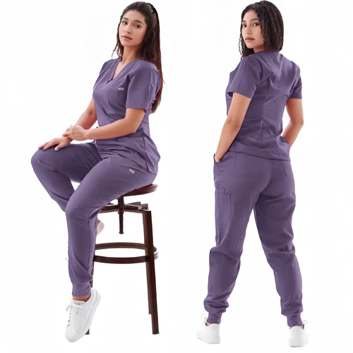 Imagen 1 del producto Traje de correr multicolor, conjunto de batas de enfermera, ropa clínica médica, uniformes para enfermería, camisetas de manga corta con cuello en V, pantalones de bolsillo