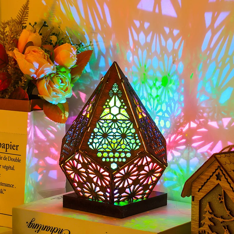 Imagem -02 - Magic Led Wooden Colorful Crystal Lamp Bohemian Romântico Sub-ambience Estranho Romântico Festival Iluminação Popular Faça Você Mesmo Party