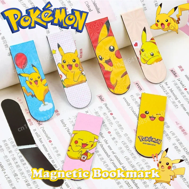 3/6/12pcs Pokémon Magnetic Bookmark Anime Figure Creative Soft Magnet Book Clip Stationery Student Children Toy Stationary Gifts