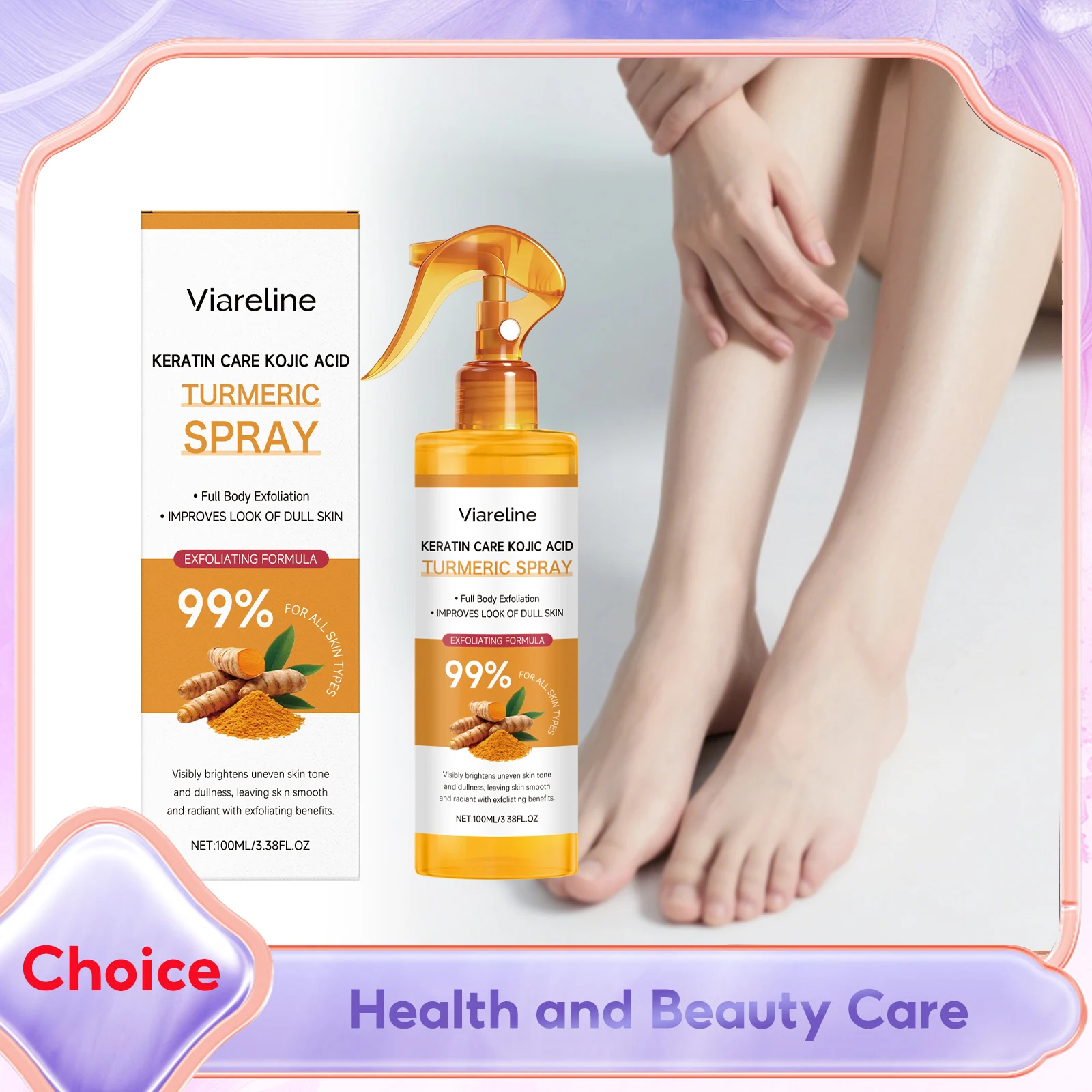 

Отшелушивающий спрей для тела с куркумой и койевой кислотой, осветляющий спрей для удаления черных точек, нежное очищение, отбеливающий спрей для темных пятен, пилинг для ног