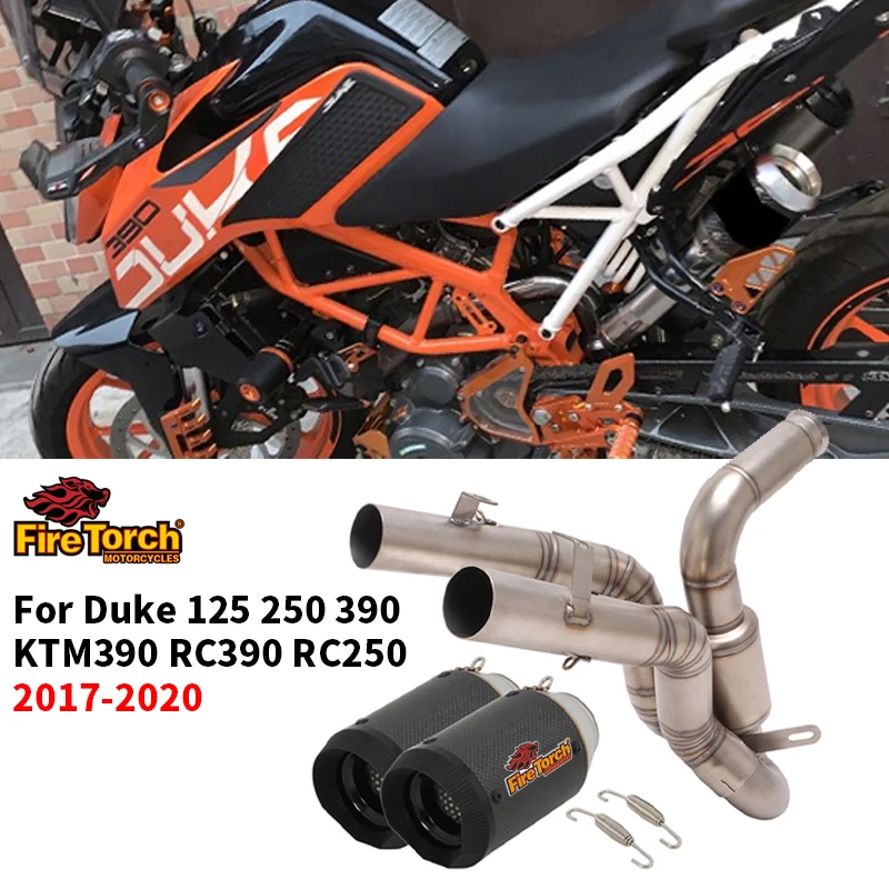 Für Duke 125 250 390 KTM390 RC390 RC250 2017-2020 Motorrad-Auspuff Escape Moto System Mittelrohr Hochposition Mit Schalldämpfer