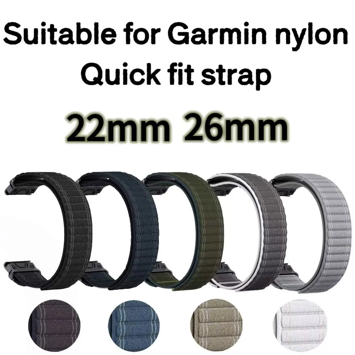 26mm 22mm QuickFit Watch Band For Garmin Fenix 8 8X 7 7X 6 6X 5X Plus/Epix Pro Gen 2 47mm 51mm/TACTIX/Enduro 3Sports Nylon Strap