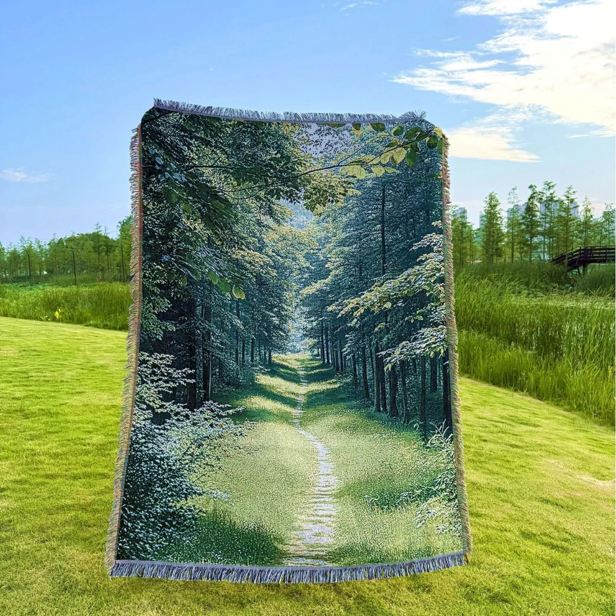 Scenic Cotton Thread Woven Tapestry Camping Ambient Blanket Room Bedroom Decoration Hanging ClothBackground Cloth SofaBlanket