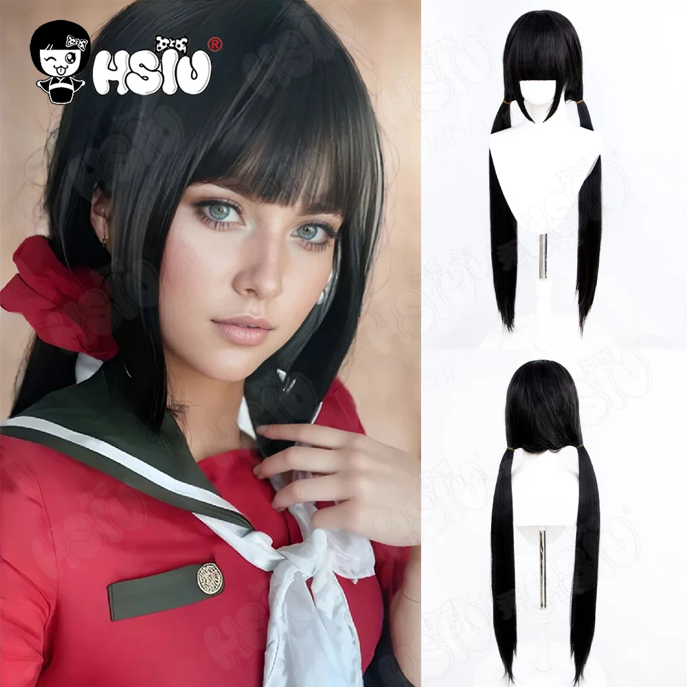 Harukawa Maki Cosplay Wig Fiber synthetic wig「HSIU 」black long Wig+Wig cap Game Danganronpa V3 Harukawa Maki cosplay Wig