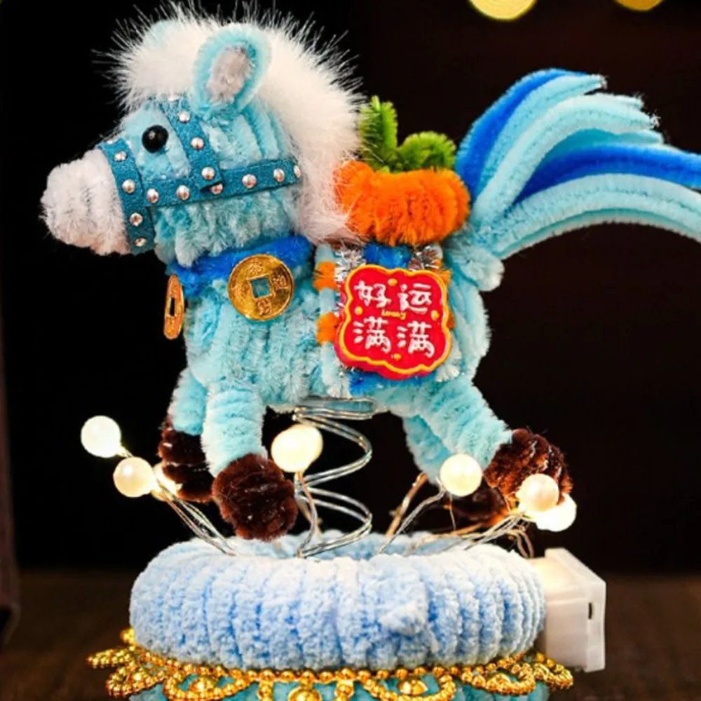 

Handmade Horse Ornament Unfinished Cute DIY Twister Stick DIY Material Kit Cartoon Horse Twister Stick New Year