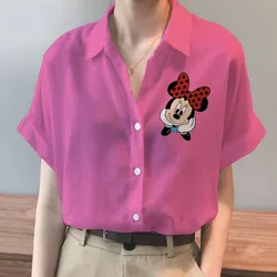 New Winnie The Pooh And Minnie Mouse Anime Summer Disney Brand Harajuku Short Sleeve Shirt Fashion Casual Ladies Kawaii Tops