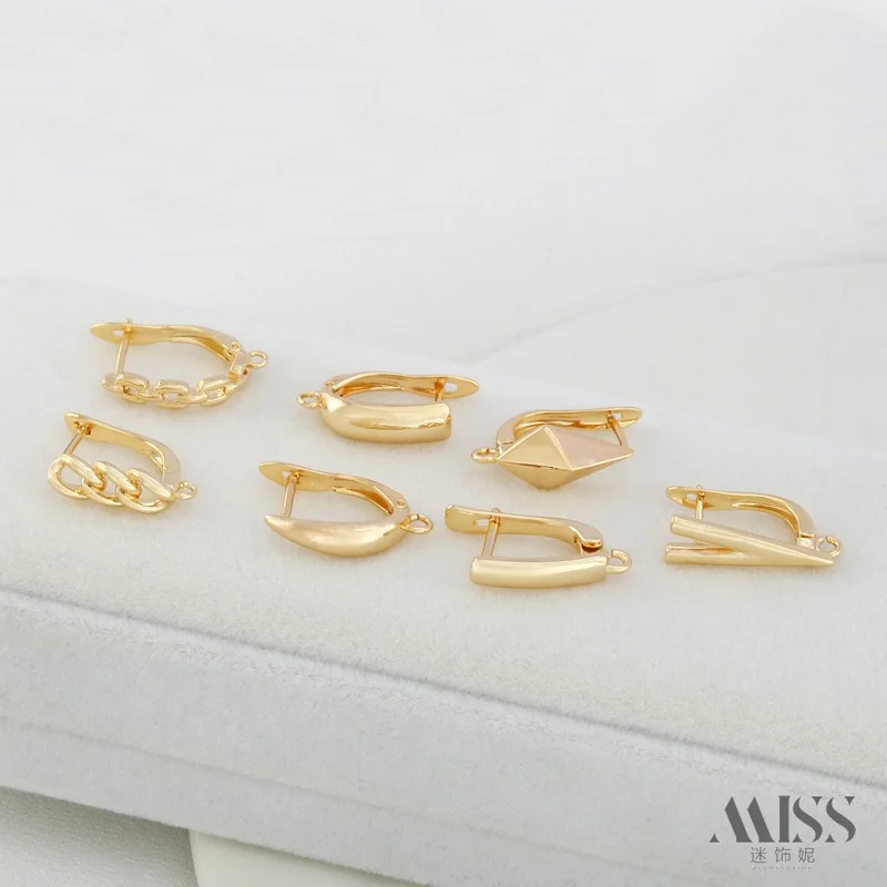 

14K Gold Plated European Style U-shaped Ear Buckle With Loop, O-ring Ear Hooks, Minimalist DIY Earring Accessories