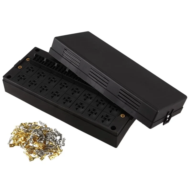 High quality automotive dustproof 24 channels automatic waterproof blade fuse box 16 channels relay socket box