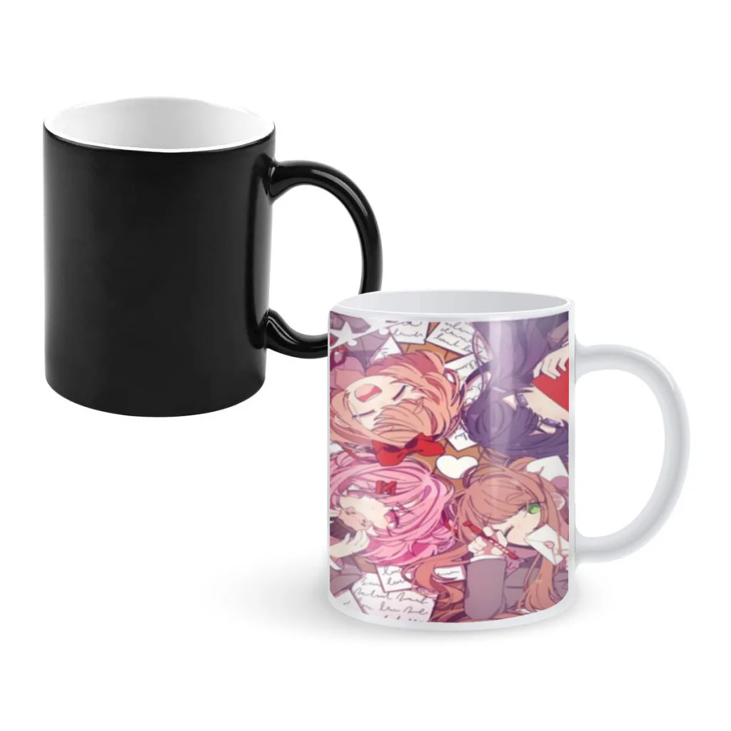 DDLC D-Doki L-Literature Newest Design Coffee Mugs Heat Color Changing Milk Tea Cup Colorcup For Birthday Gifts