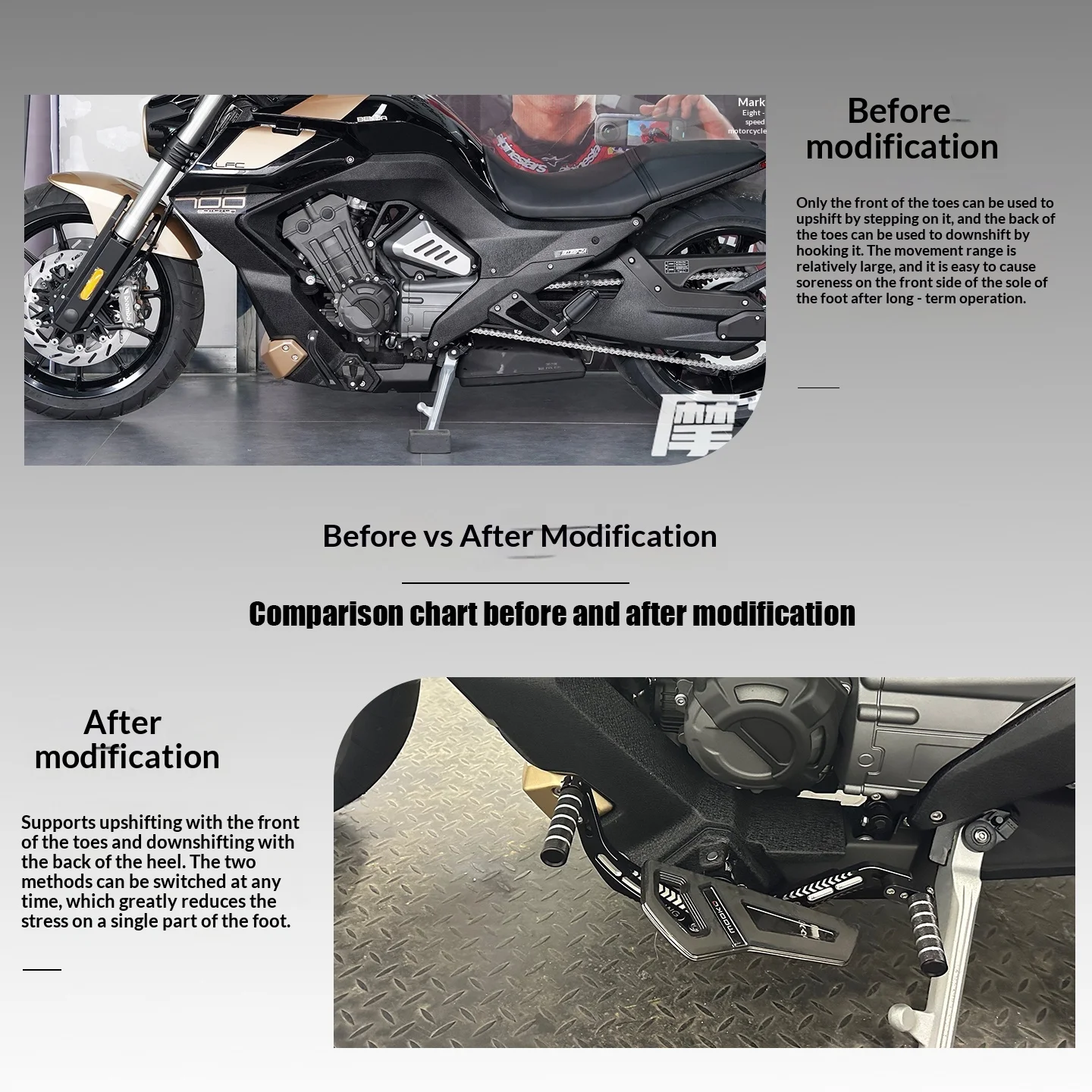 【Premium】For The retro aluminum alloy gear lever can be adjusted before and after the modification of the Blaze 70, and the foot