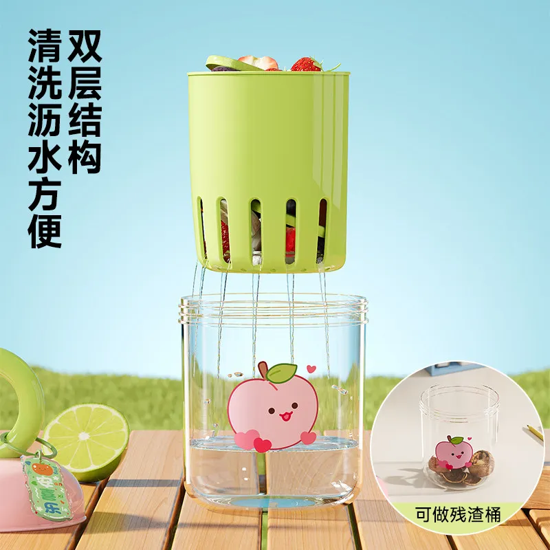 PYH fruit cup is small and portable, sealed picnic cup, bento box drain, with its own fork, fresh-keeping box