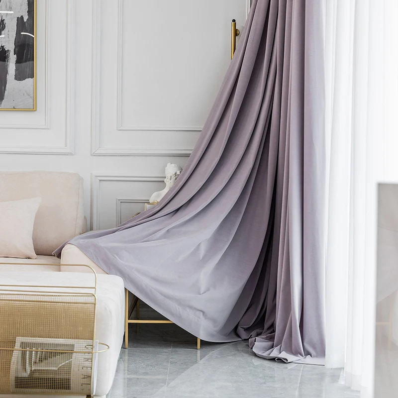 European High-grade Purple Velvet Curtains Shading The Netherlands Velvet Velvet Curtains Living Room Bedroom Villa