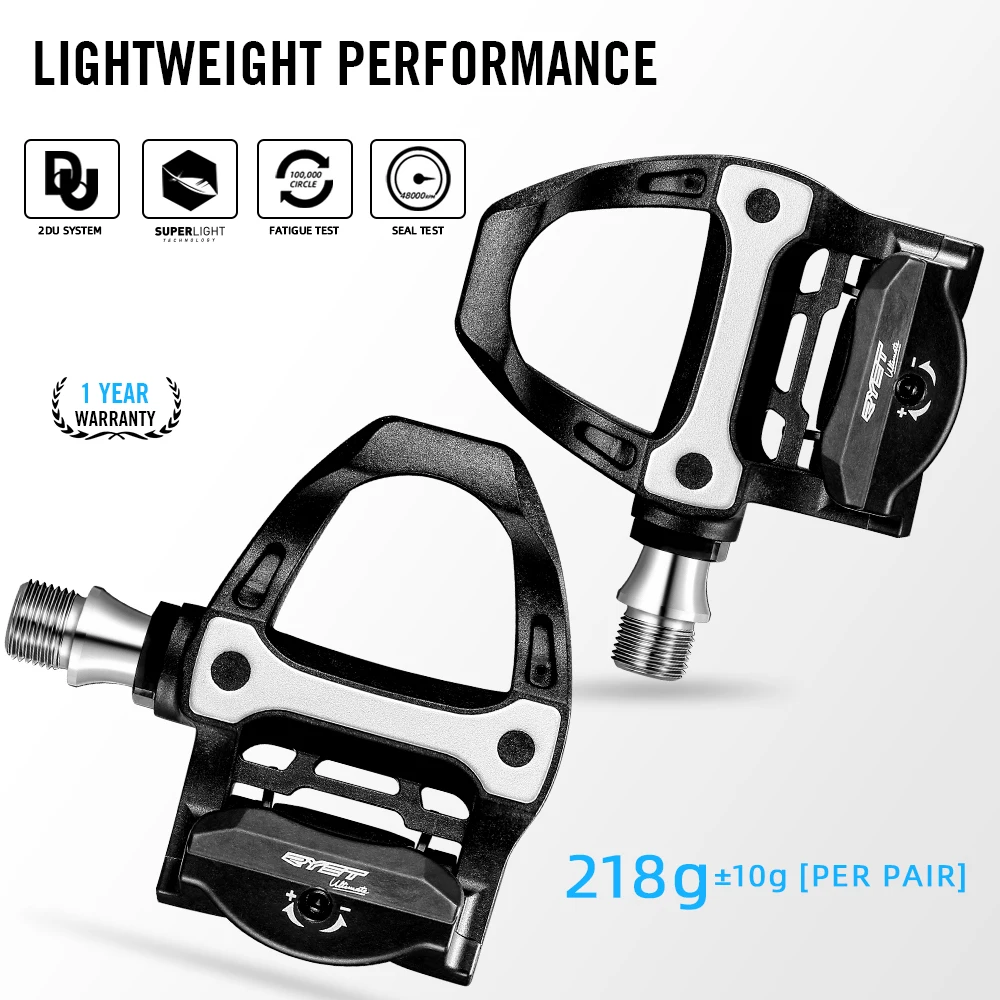 2024 RYET Carbon Road Bike Pedal with Cleats 3 Bearings Ultralight Clipless Cycling Pedal 218g Compatible with SPD-SL System