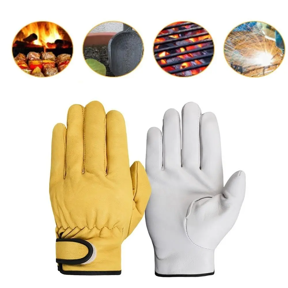 Sheepskin Leather Work Gloves Wear-Resistant Soft Safety Gloves Stretchable Wrist Protection Gloves Labour Safety Supplies