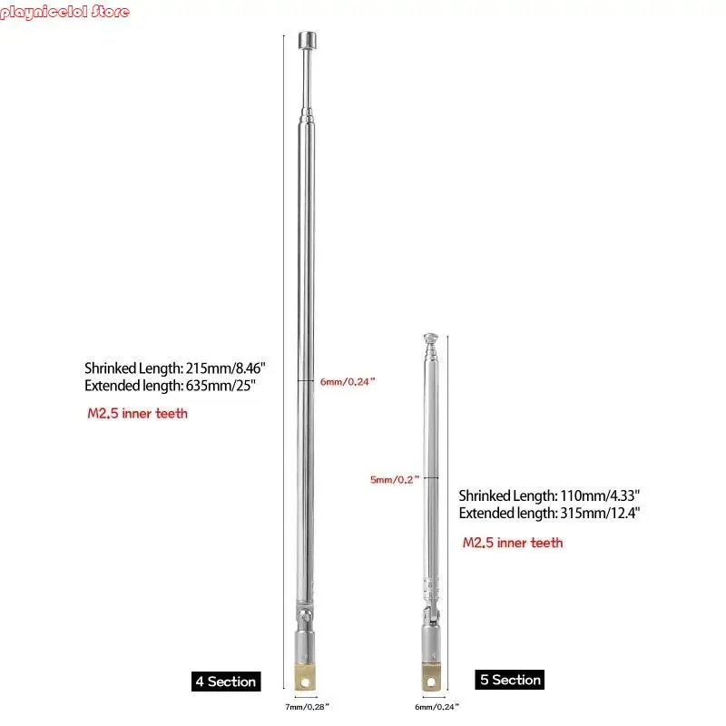 E8BA Telescopic Aerial Aerial Aerial Section 4/5 القسم القابل للتمديد للراديو للراديو المنزلي
