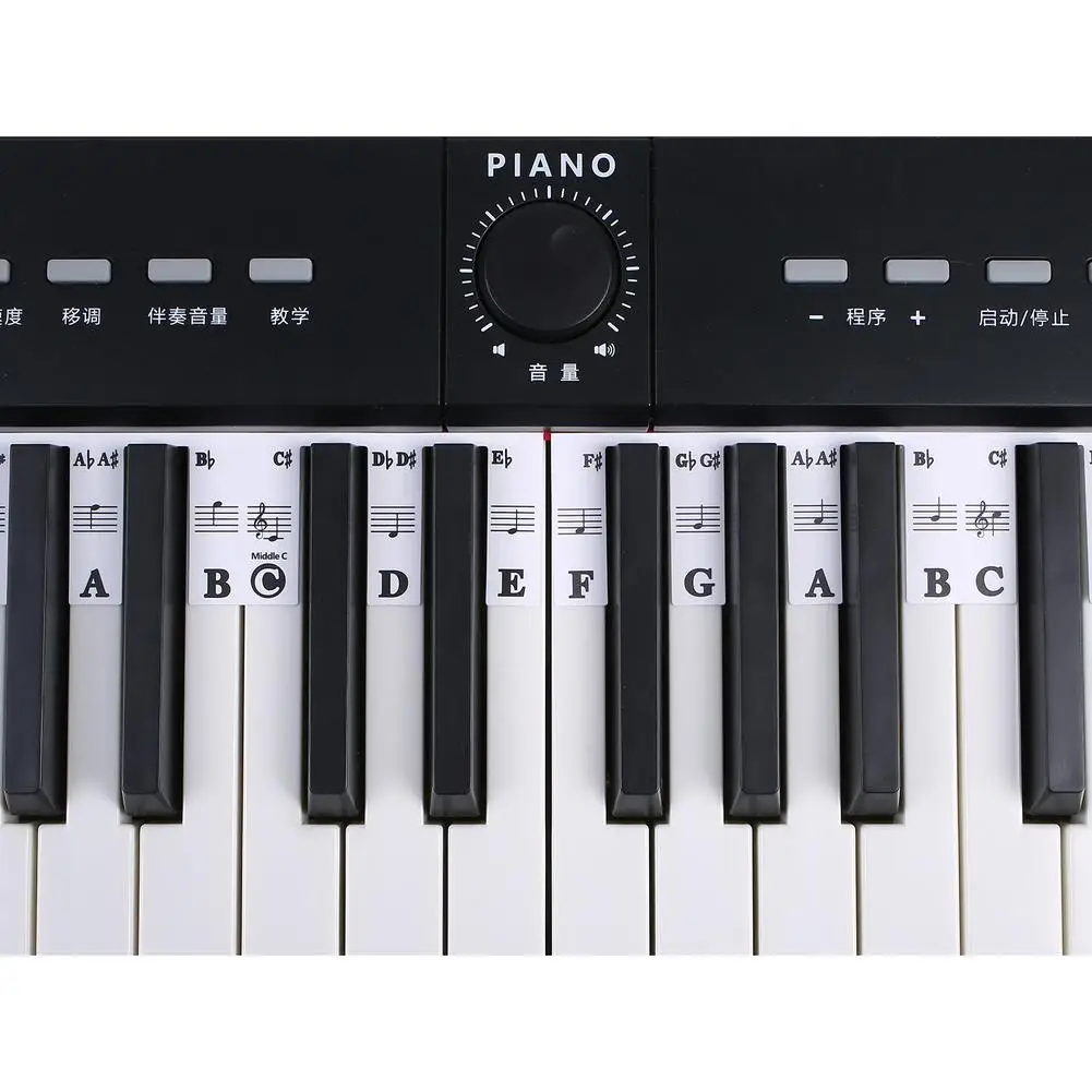 Piano extraíble de 61 teclas, 88 teclas, pegatinas de Teclado de Piano, rastrillo de Piano, marcador de notas, superposición para guía de digitación