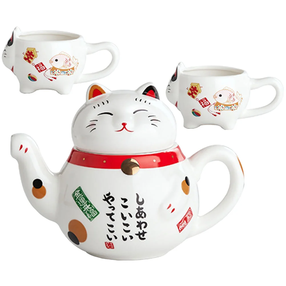 Tea Teapot Set Cat Ceramic Lucky Cup Japanese Cups Pot Asian Kettle Travel Maneki Neko Teaware Kungfu Maker Service Portable