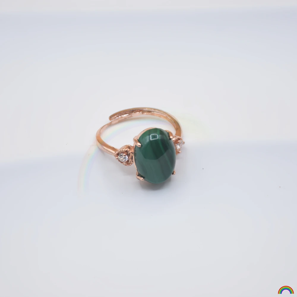 

Natural peacock green ring for women, oval light luxury retro adjustable jade jewelry, Rwbuy brand design