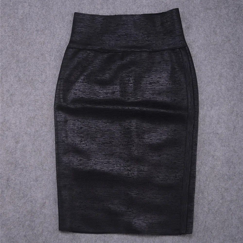 HQBORY Gold black Foil Metallic Bandage Pencil Skirt Super High Waist Quality Tight Elastic Evening Sexy Club Women Skirts Midi