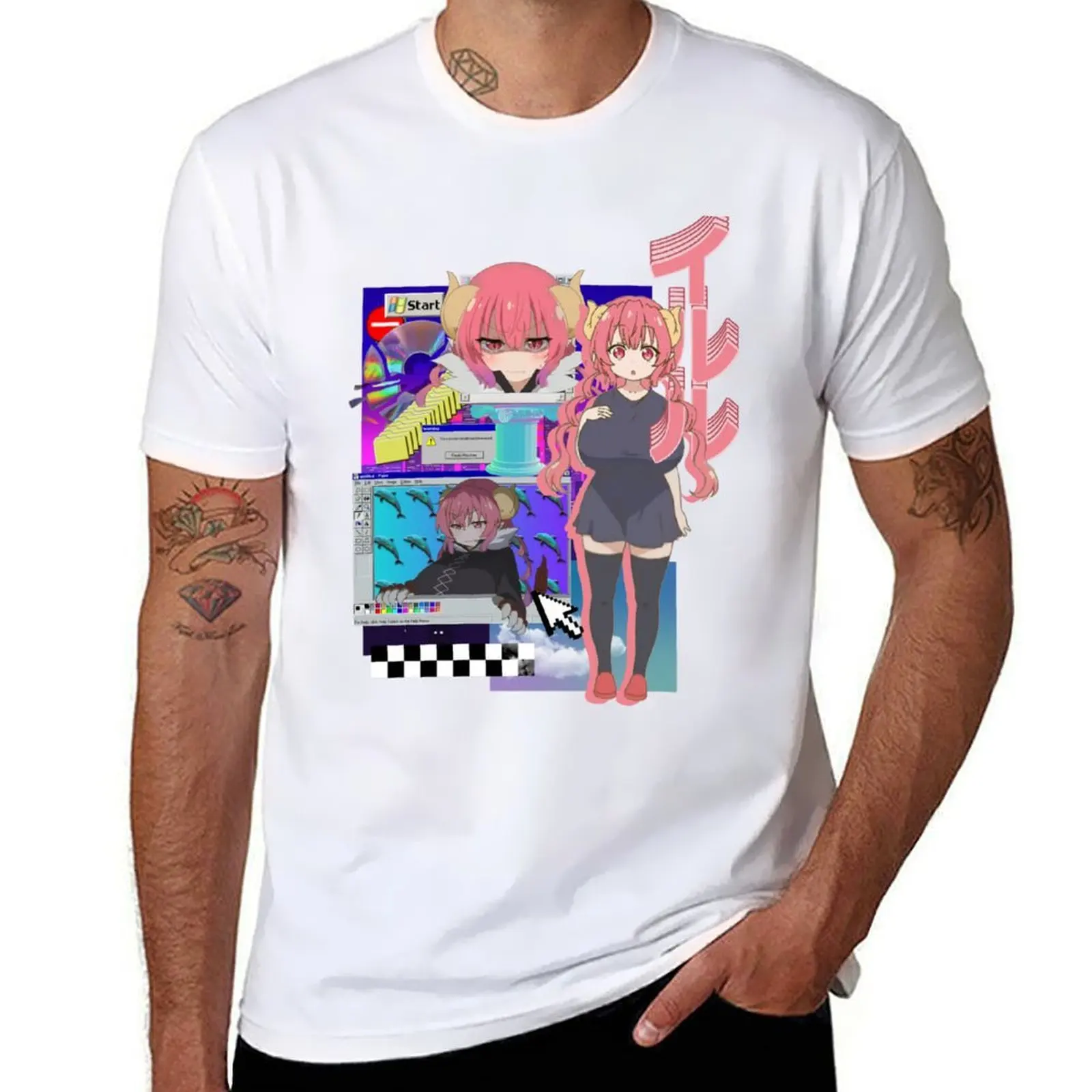 

Ilulu Vaporwave Dragon Maid T-Shirt men t shirt cotton 100% g man t shirts for men T-Shirt