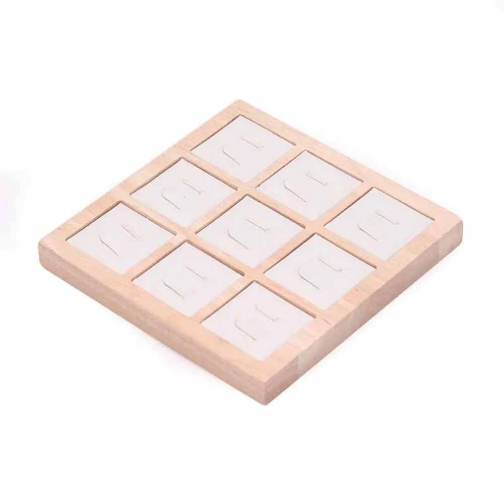

9 Grids Wooden Jewelry Show Props Jewelry Display Ring Holder Case Earrings Rings Organizer Solid Color Counter Jewelry Prop