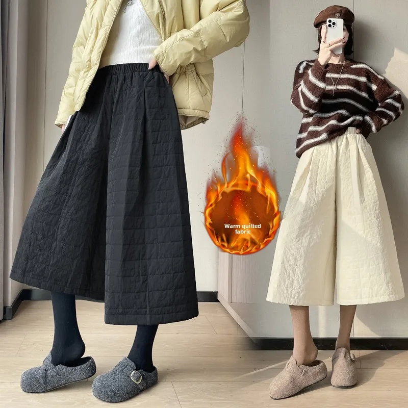 الدافئة Faionable سراويل قطنية الكورية Sle سبعة أقدام السراويل النسائية عادية مبطنة بالقطن السراويل الخريف الشتاء وصول جديد #3