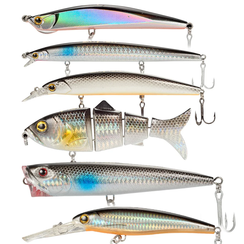 6pcs Minnow Fishing Lure,12g-48g,Topwater Crankbait Wobbler Hard Baits Floating Sinking Lure for Saltwater Bass Pike Mackerel