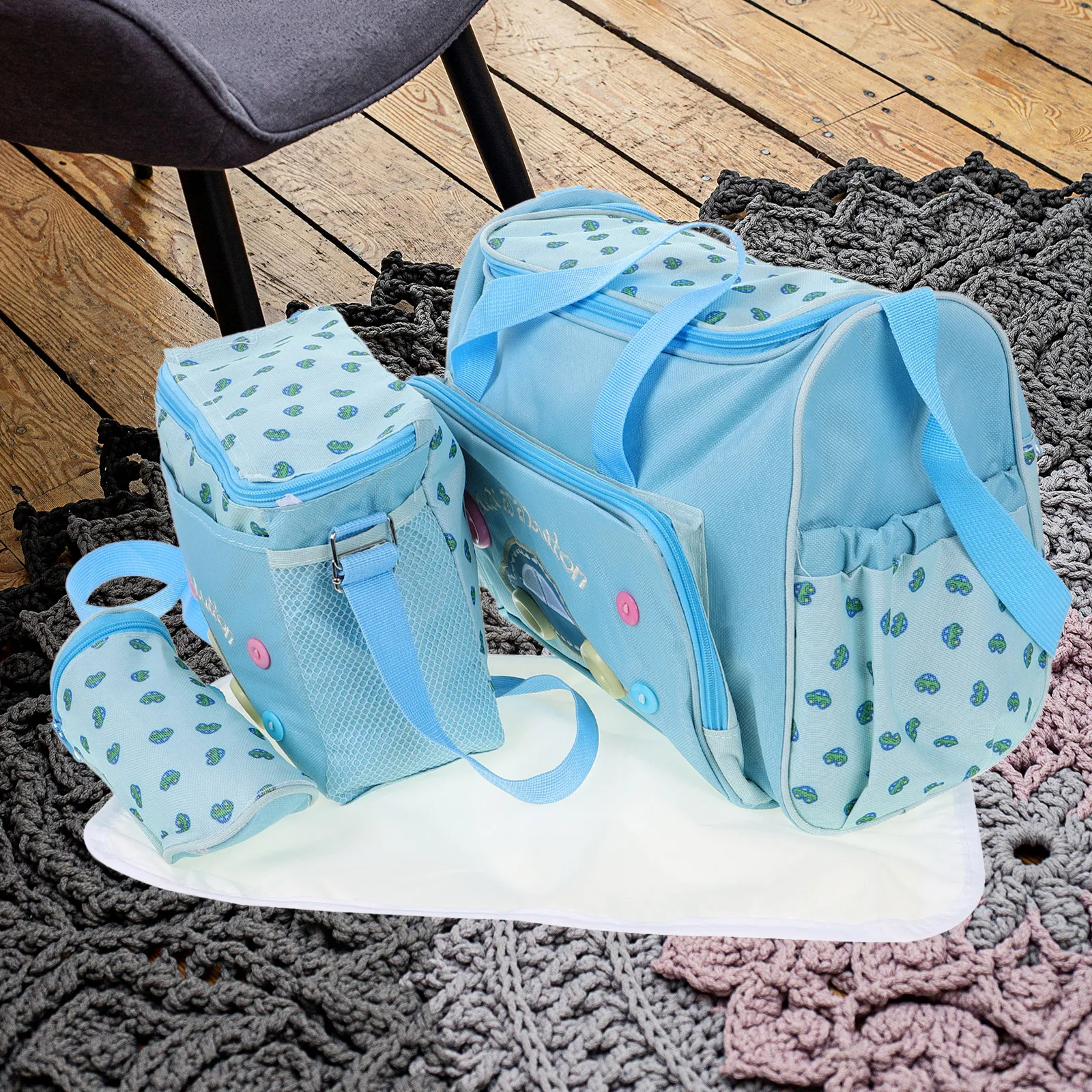 

Baby Diaper Travel Bag Set Sky- *16*28Cm Waterproof Mummy Handbag Large Capacity Tote Diaper Changing Pad Feeding
