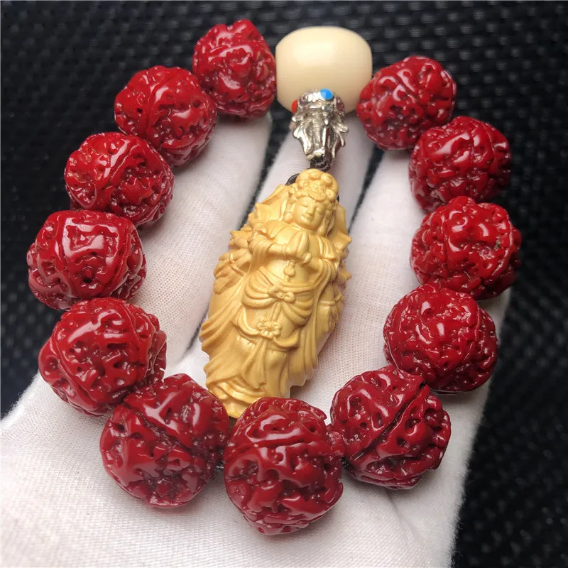 Handmade Artist Creation Nepal 5 Mukhi Rudraksha Bodhi Seeds Bracelet Machine Brush Distressed King Kong StylediyAccessories