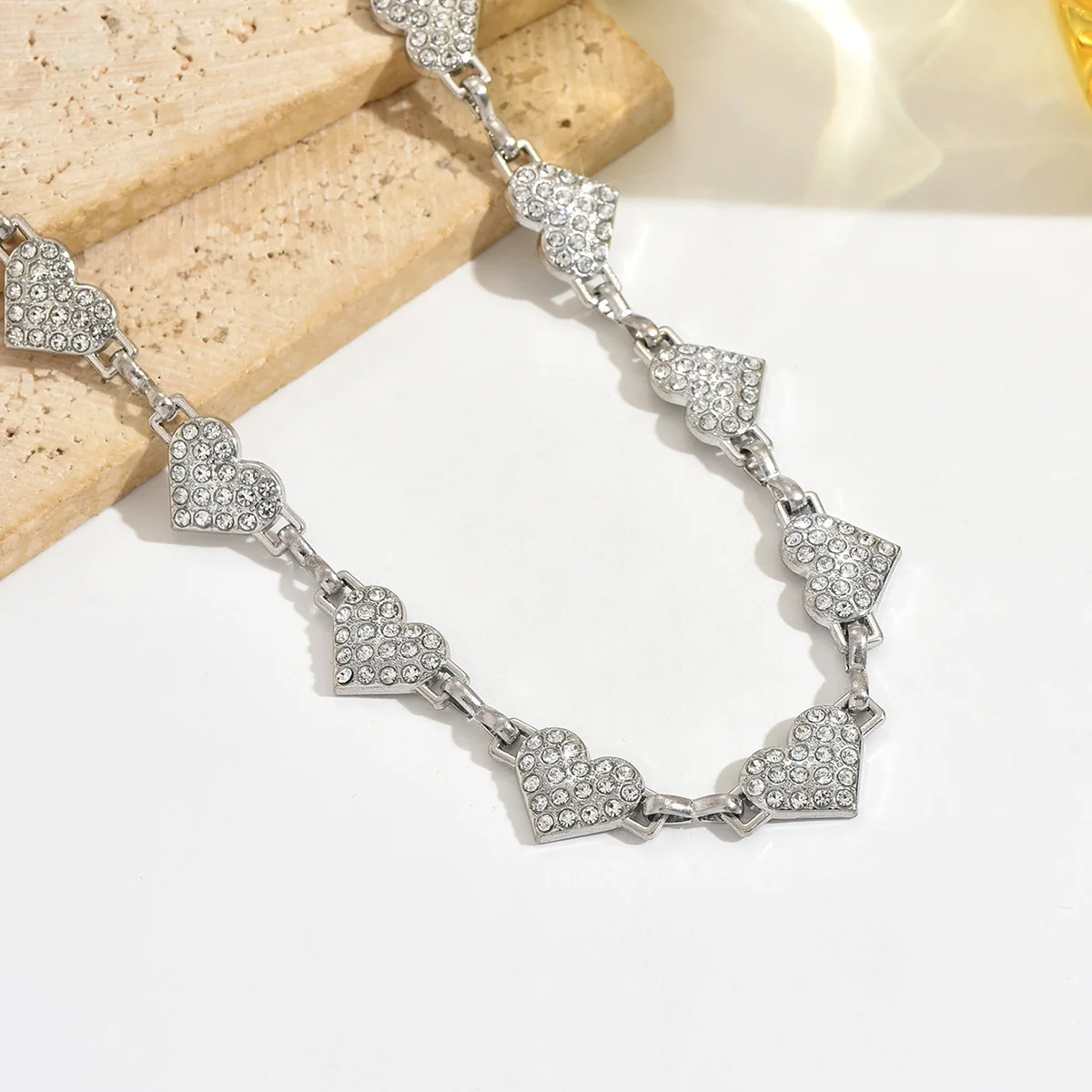 1 piece of 2026 spring new sweet full diamond silver love waist chain women's fashion versatile waist decorative body chain