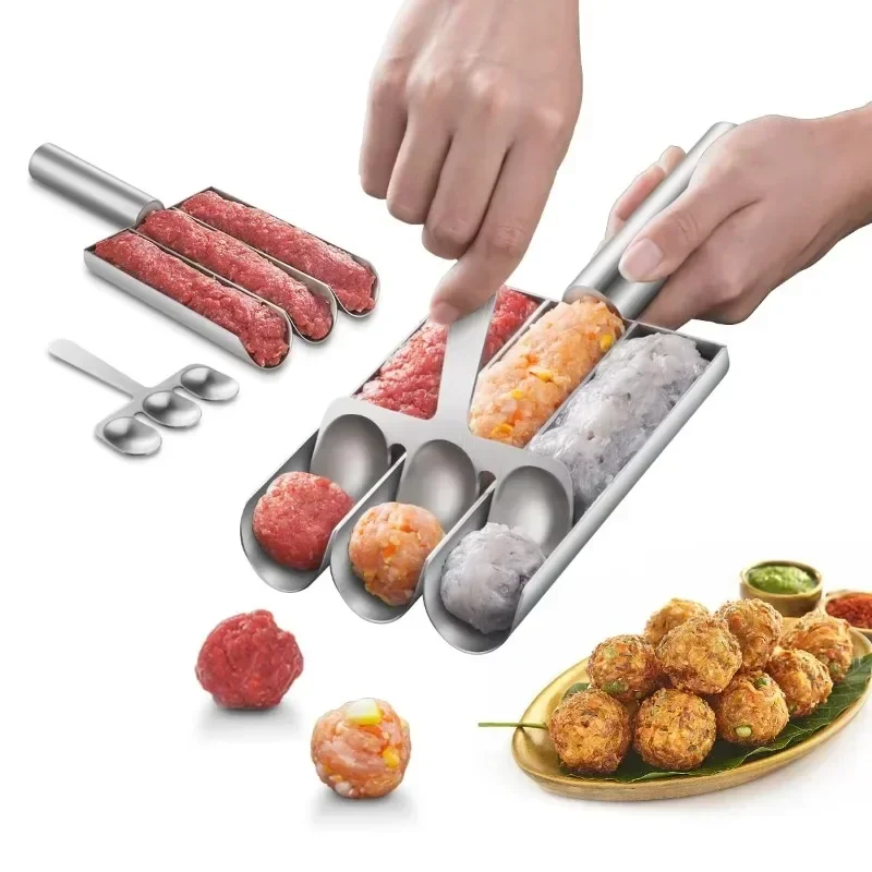 Cuchara para albóndigas Manual, bolas de pescado sin esfuerzo, juego para hacer albóndigas antiadherentes de fácil liberación, accesorios de cocina ideales, herramientas de cocina