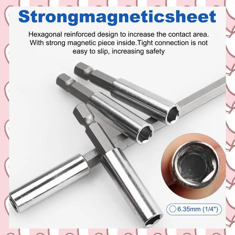 

HHTL 50PCS Strong Magnetic Drill Bit Extension Holder,1/4In Hex Shank, Steel Screwdriver Extension For Impact Driver,2.36In Dura